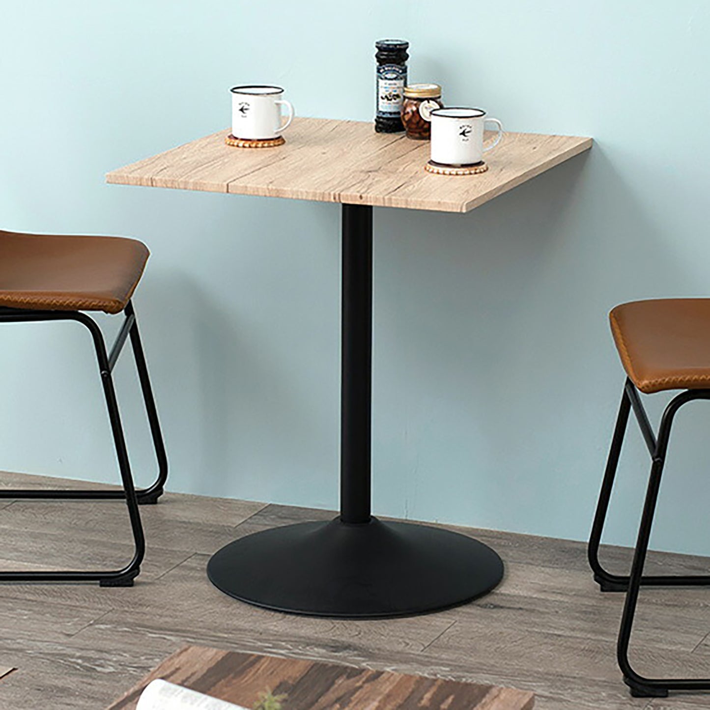 ダイニング 60 カフェテーブル 角型 アイアン 木目 大理石調 COLIMA