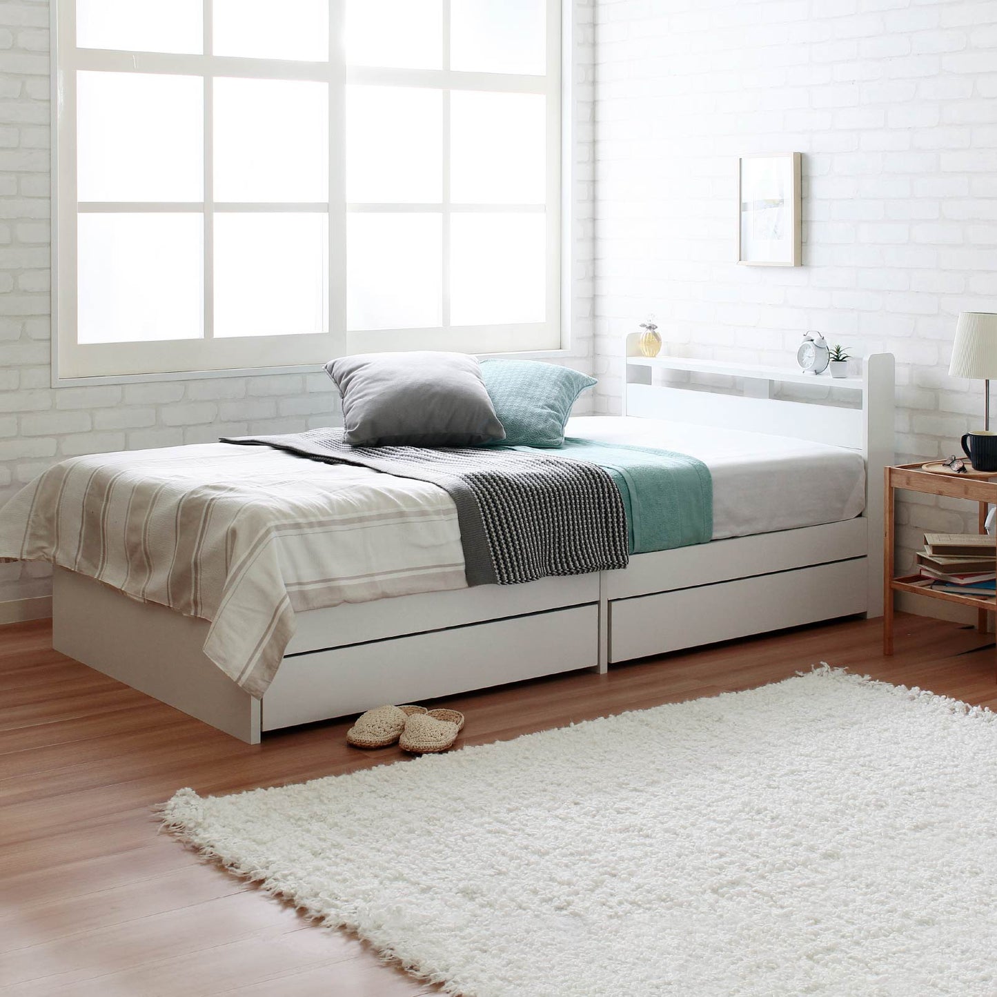 CARINA ショート丈ベッドフレーム + マットレスセット シングル