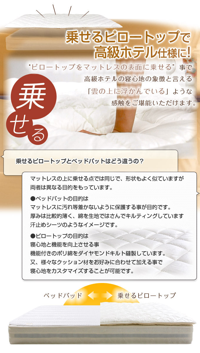 airsleep　マットレスに乗せる ピロートップ 日本製 洗濯可